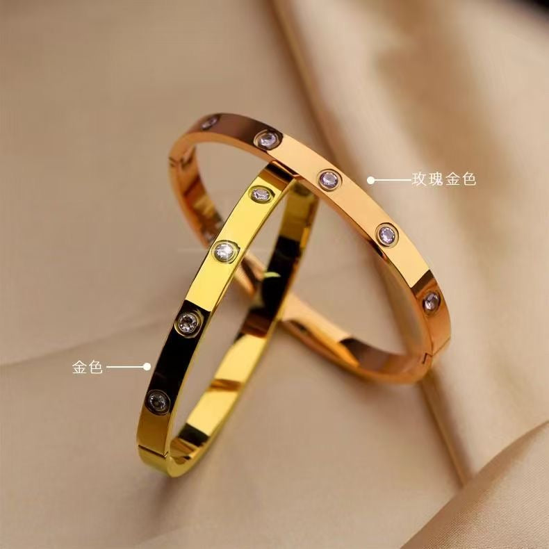 Bracelet Luxe Doré & Rose Gold – Style Élégant avec Strass