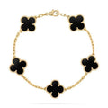 Bracelet Trèfle Noir & Doré – Élégance Luxe Intemporelle