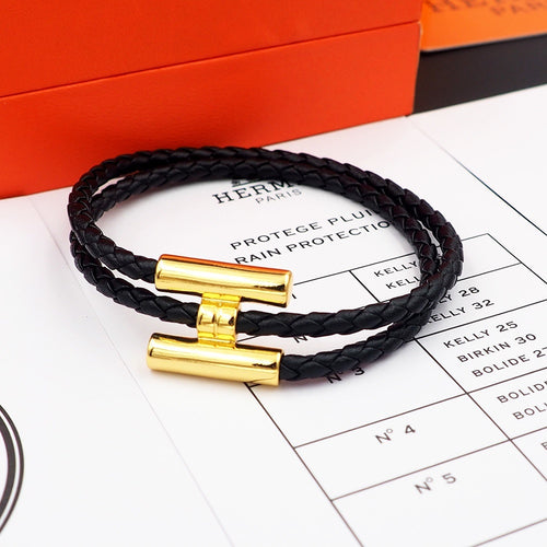 Bracelet Hermès Cuir Tressé Double Tour – Plusieurs Coloris Disponibles