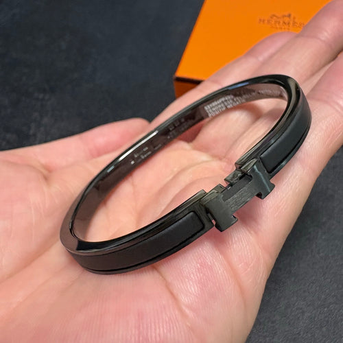 Bracelet Hermès H Noir Brillant – Acier Premium & Design Luxe
